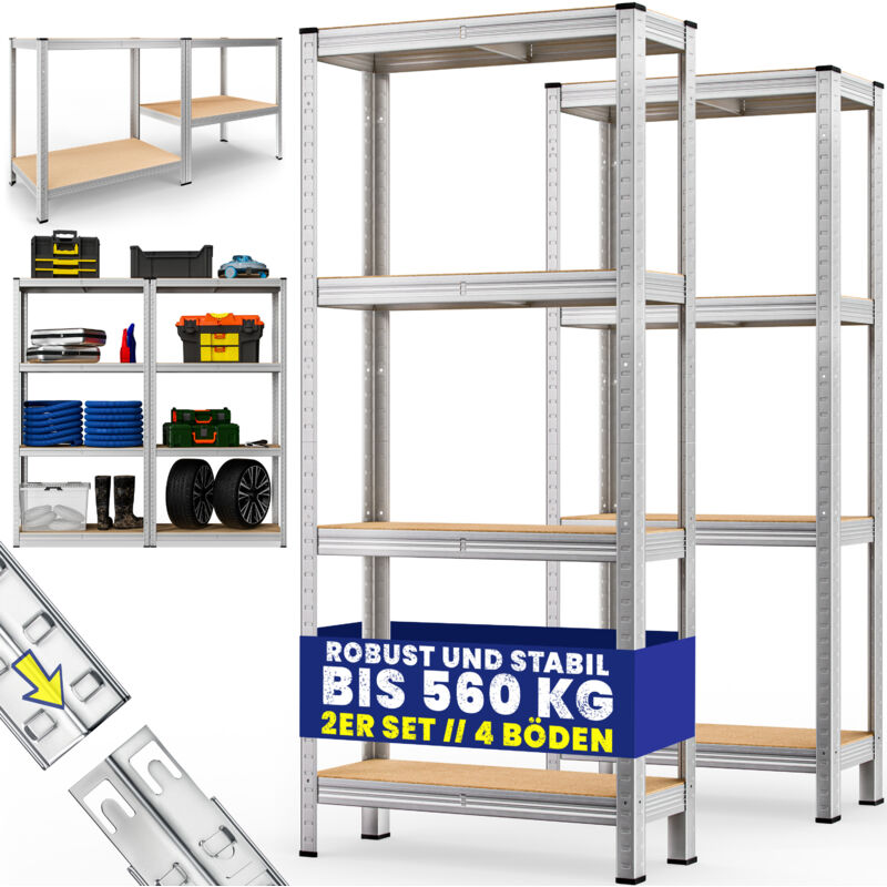 foto del prodotto monzana deuba scaffale ad alta portata 2 pezzi in metallo capacit di carico totale kg 170x75x30cm 4 ripiani in mdf