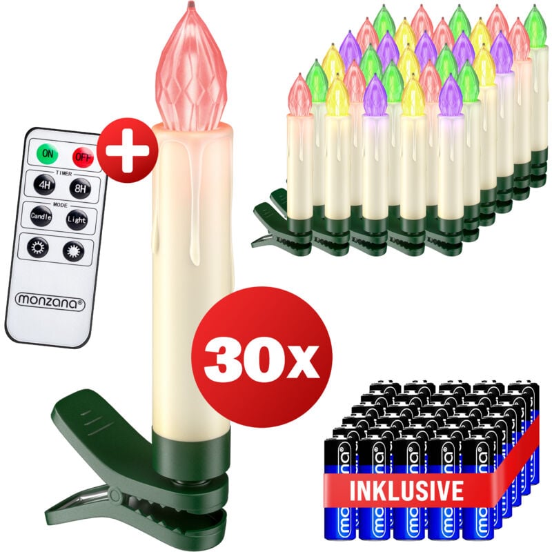 foto del prodotto monzana led candele per albero di natale a batteria bianco caldo colorato set di 20 30 candele per albero di natale con timer a batteria regolabile