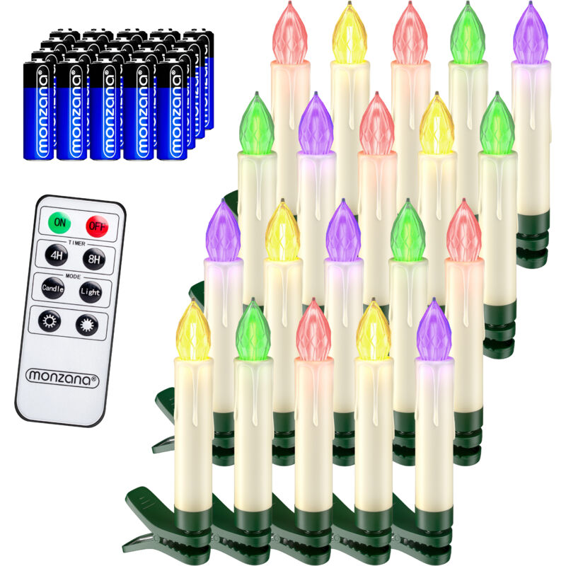 foto del prodotto monzana led candele per albero di natale a batteria bianco caldo colorato set di 20 30 candele per albero di natale con timer a batteria regolabile