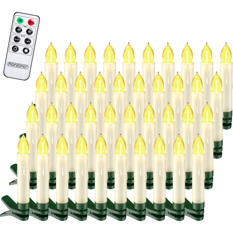 foto del prodotto monzana led candele per albero di natale a batteria bianco caldo colorato set di 20 30 candele per albero di natale con timer a batteria regolabile telecomando candele 40er / warm weiß (de)