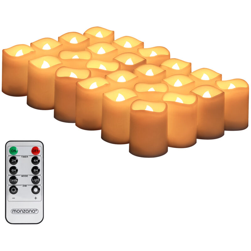 foto del prodotto monzana set di 24 candele da t lumini led con telecomando timer lumini a batteria candele elettriche lumini elettrici candele da the