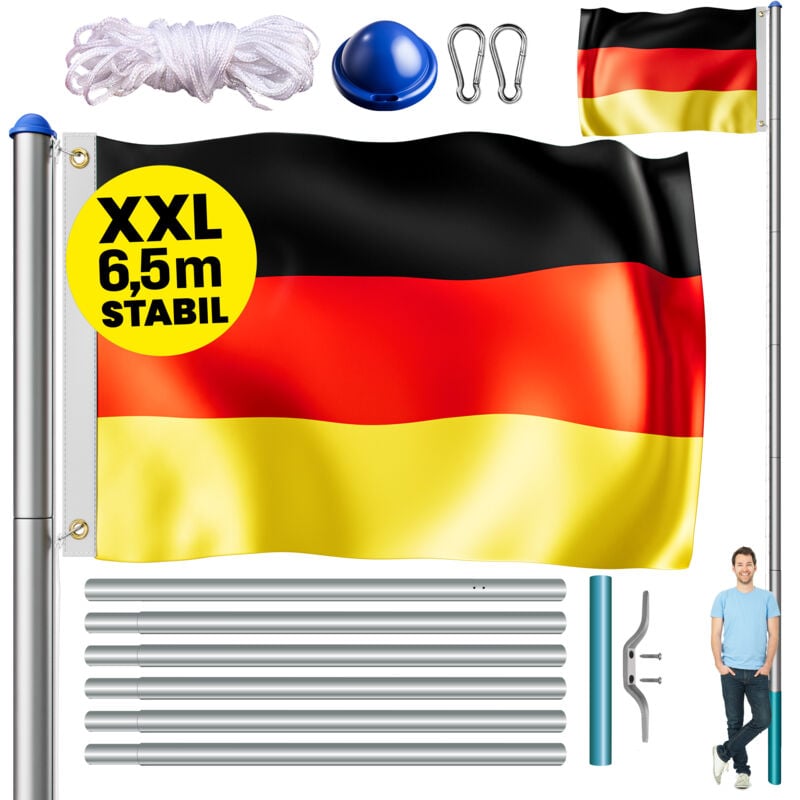 foto del prodotto monzana set montaggio bandiera con asta in alluminio 6,5 m incl. fune moschettone deutschland de 