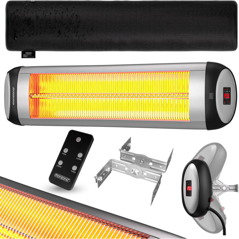 foto del prodotto monzana - stufa elettrica fungo riscaldante infrarossi 3 livelli 2500 watt telecomando 90 esterno argento