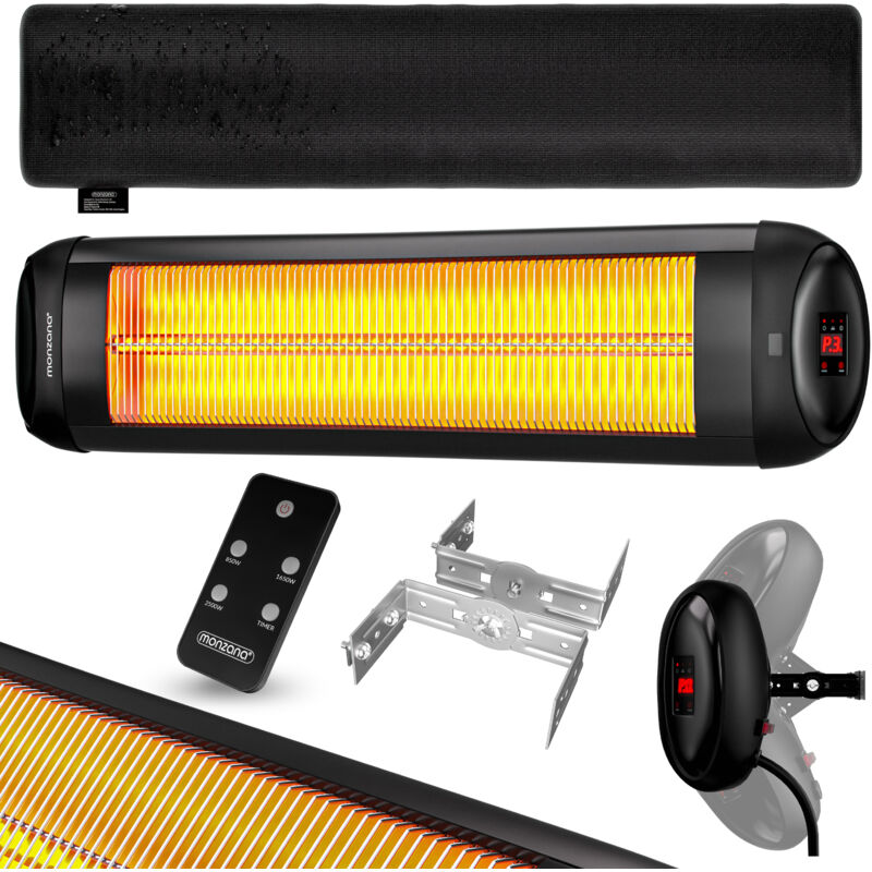 foto del prodotto monzana stufa elettrica fungo riscaldante infrarossi 3 livelli 2500 watt telecomando 90 esterno nero