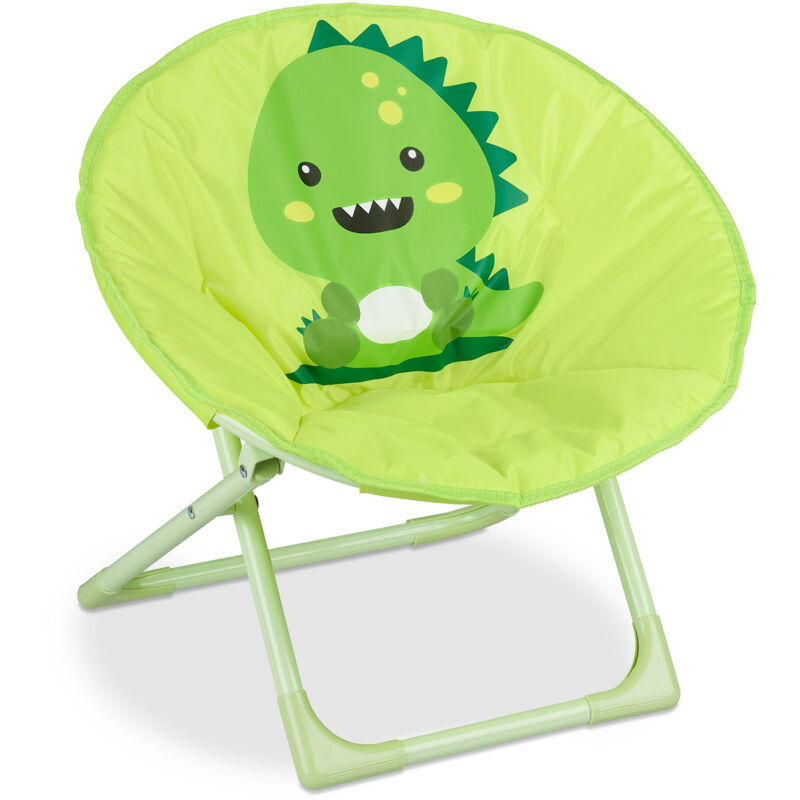 foto del prodotto moon chair, sedia pieghevole ultraleggera per bambini e bambine, interni e esterni, poltroncina, mostro verde relaxdays