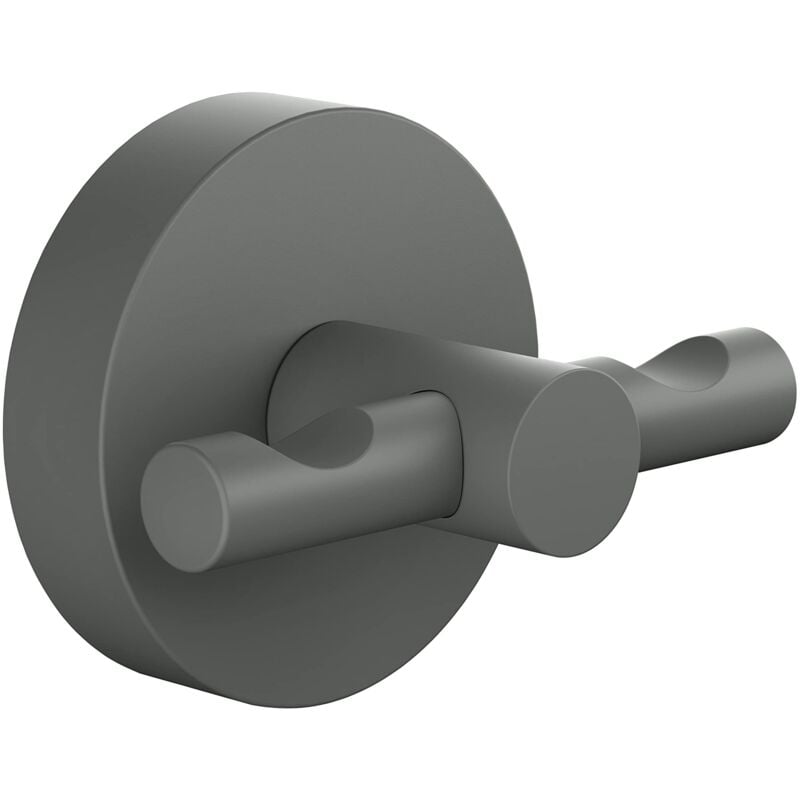 foto del prodotto moon grey gancio per accappatoio, per bagni in stile industriale e moderno, senza foratura, soluzione adesiva inclusa, 50 mm x 65 mm x 53 mm, grigio