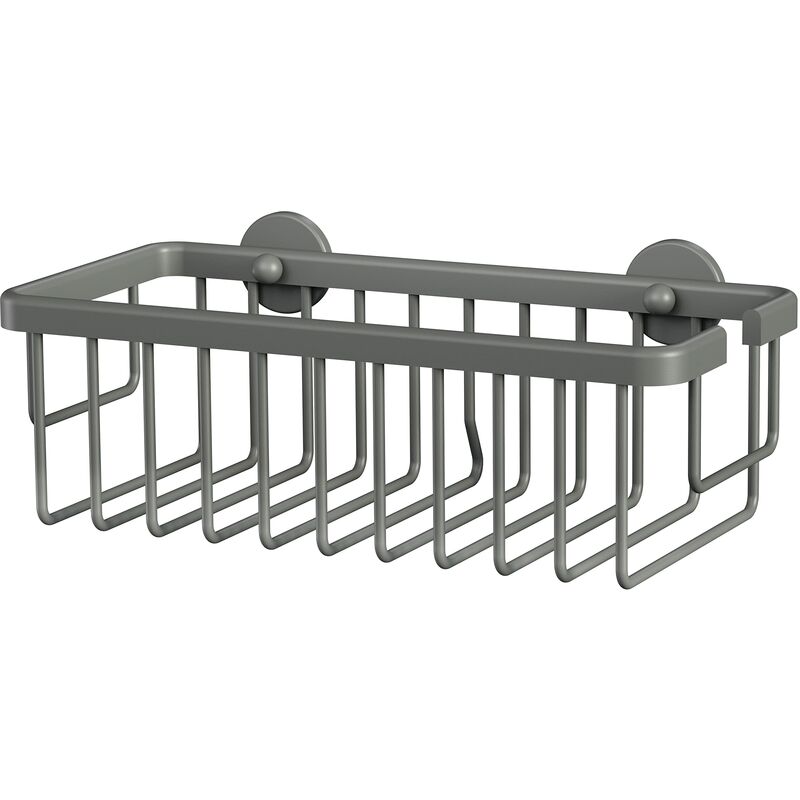 foto del prodotto moon grey mensola per doccia con montaggio a parete senza foratura, grigio opaco, extra profonda, per bagni in stile industriale e moderno, con