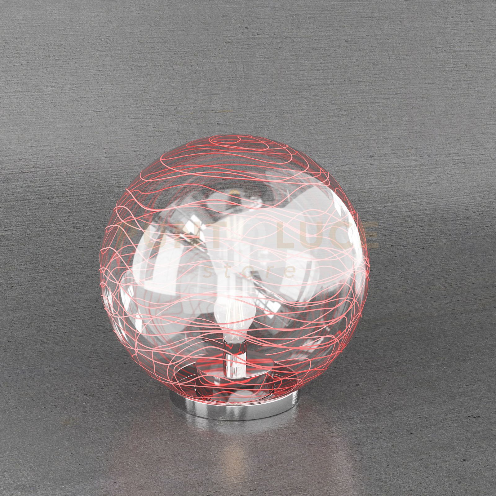 foto del prodotto moon lampada da tavolo d.30 cm. 1 luce vetro rosso 1117 lt30 ro