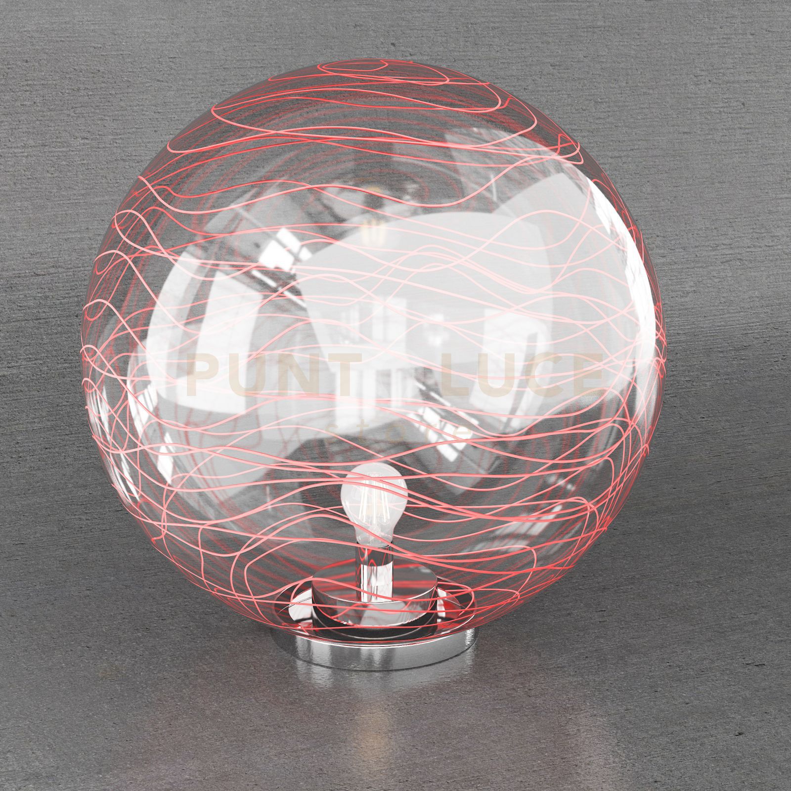 foto del prodotto moon lampada da tavolo d.40 cm. 1 luce vetro rosso 1117 lt40 ro