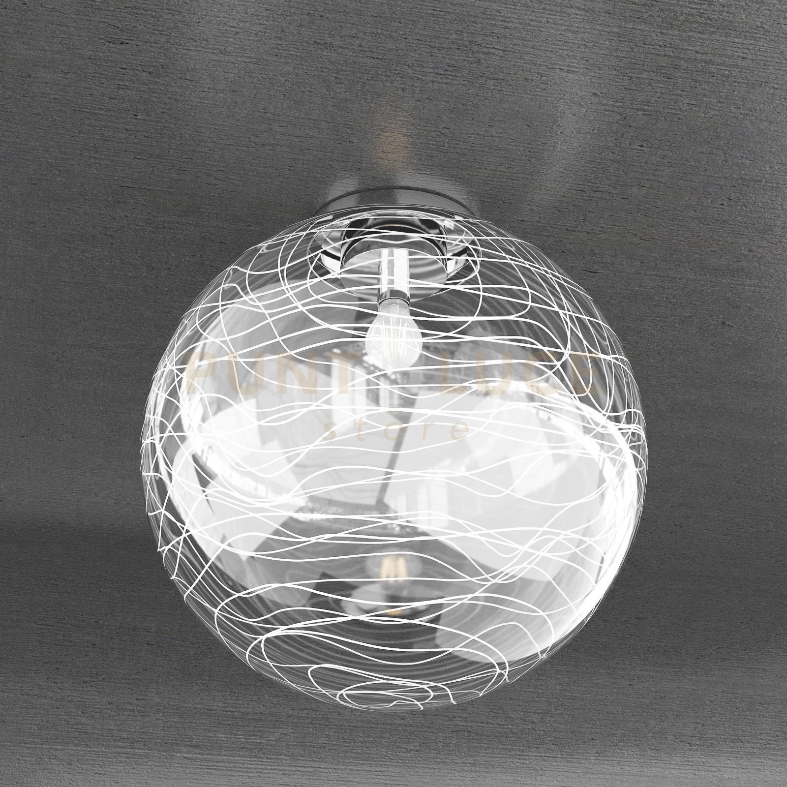 foto del prodotto moon plafoniera d.40 cm. 1 luce vetro bianco 1117 pl40 bi