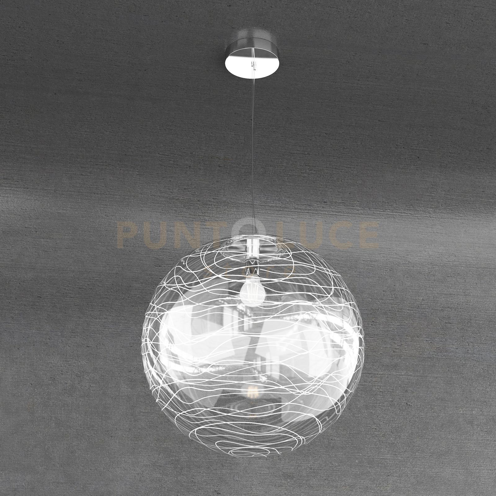 foto del prodotto moon sospensione 1 luce d.40 cm. vetro bianco 1117 s40 bi