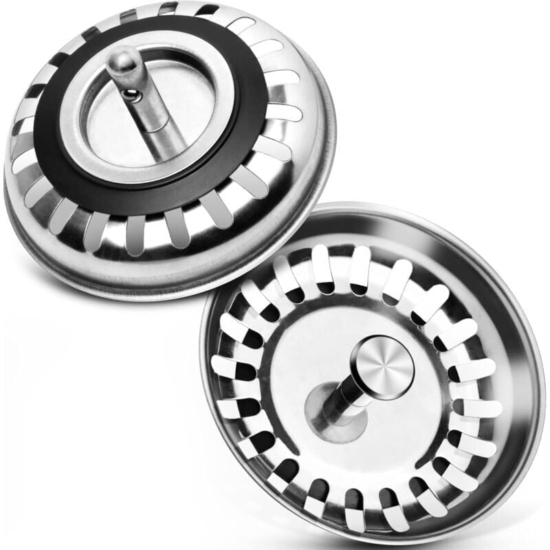 foto del prodotto moonstars tappo per lavandino, filtro, confezione da 2, 80 mm, in acciaio inox, protezione, tappo di scarico per lavandino, per cucina, bagno,