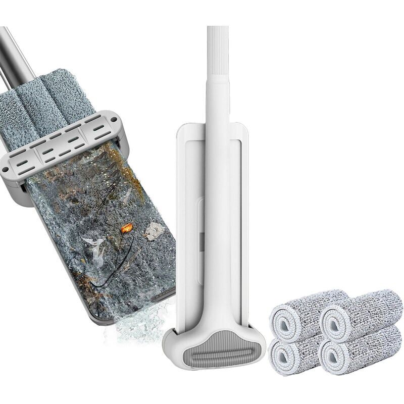 foto del prodotto mop in microfibra sistema di pulizia per pavimenti cuscinetti lavabili mop per polvere riutilizzabili con 4 cuscinetti morbidi di ricarica detergente
