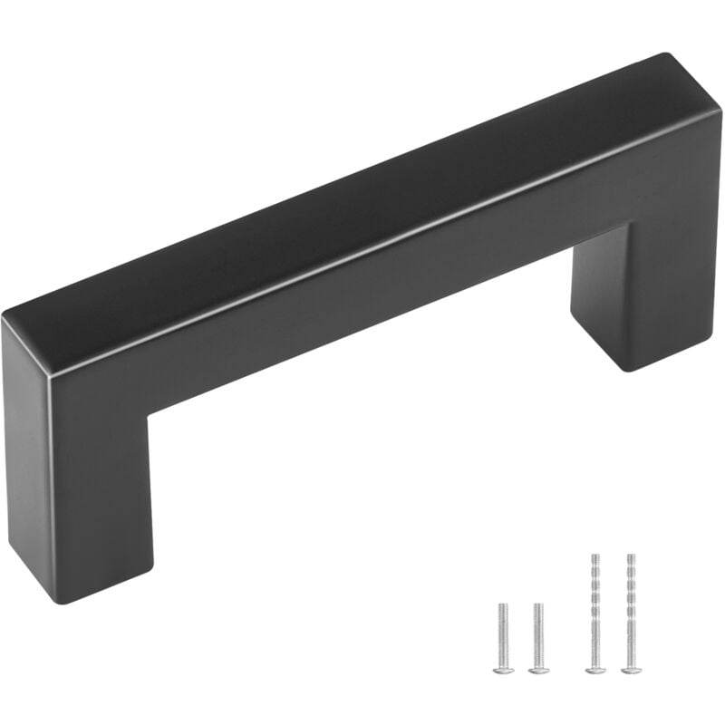 foto del prodotto mophorn 10 pezzi maniglie per mobili, 3 pollici 76 mm sottili maniglie per cassetti in acciaio inox quadrato, nero opaco per cucina, bagno, bar,