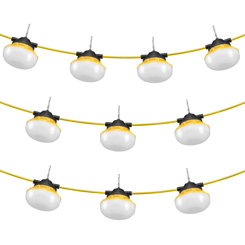 foto del prodotto mophorn 100ft luci da cantiere, 100w 10000lm, 10 pezzi luce da lavoro, 5000k, ip65 impermeabile, con ganci per appendere, per cantiere,