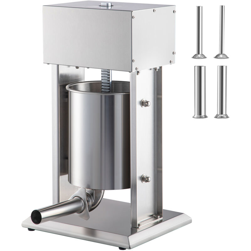 foto del prodotto mophorn 10l insaccatrice elettrica 200w verticale in acciaio inox con velocita continua, 4 tubi e pedale per uso domestico commerciale