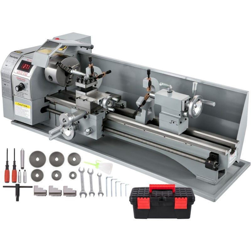 foto del prodotto mophorn 1100w mini tornio in metallo 220mmx750mm a velocita variabile rpm metallo fresatrice digitale tornio in metallo con mandrino a 3 griffe,