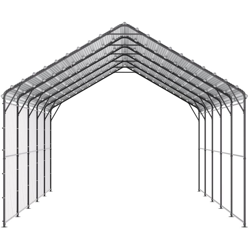 foto del prodotto mophorn 13 x 26 carport in metallo resistente, tenda per auto da esterno con struttura e tetto in acciaio zincato, pareti laterali rimovibili,