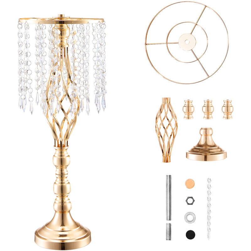 foto del prodotto mophorn 2 pezzi 55 cm 21,65 alto supporto per fiori da matrimonio in cristallo, vaso in metallo dorato per decorazione