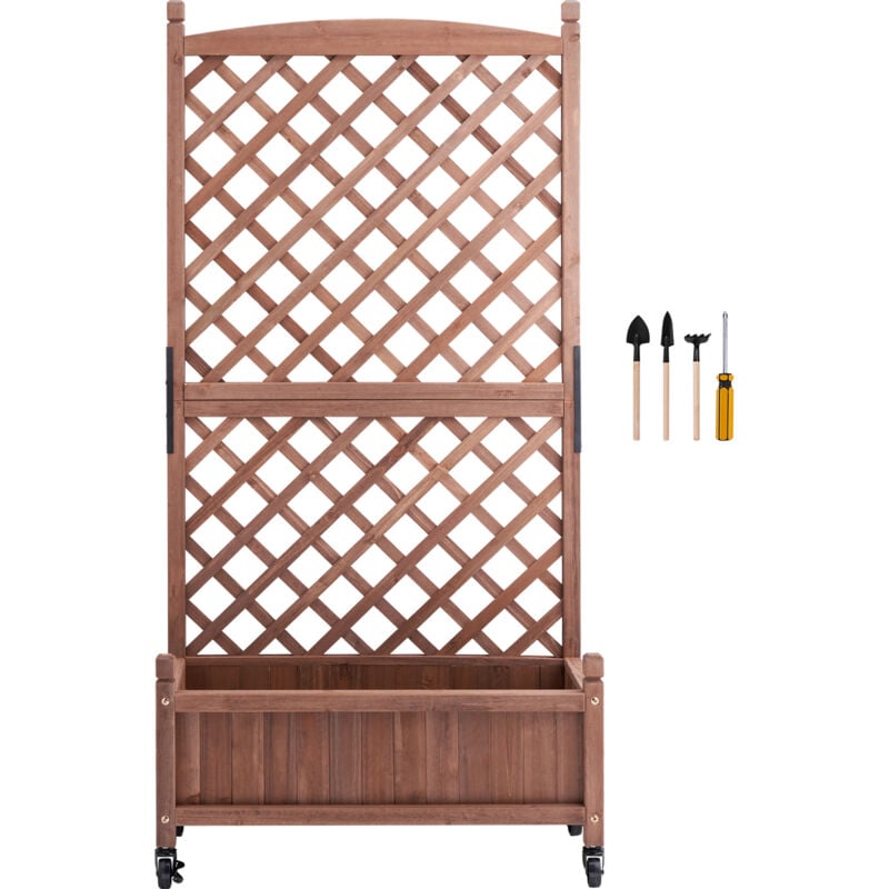 foto del prodotto mophorn 2pcs letto da giardino rialzato con traliccio, 152 x 33 x 156 cm fioriere in legno per piante rampicanti, fori di drenaggio per giardino,