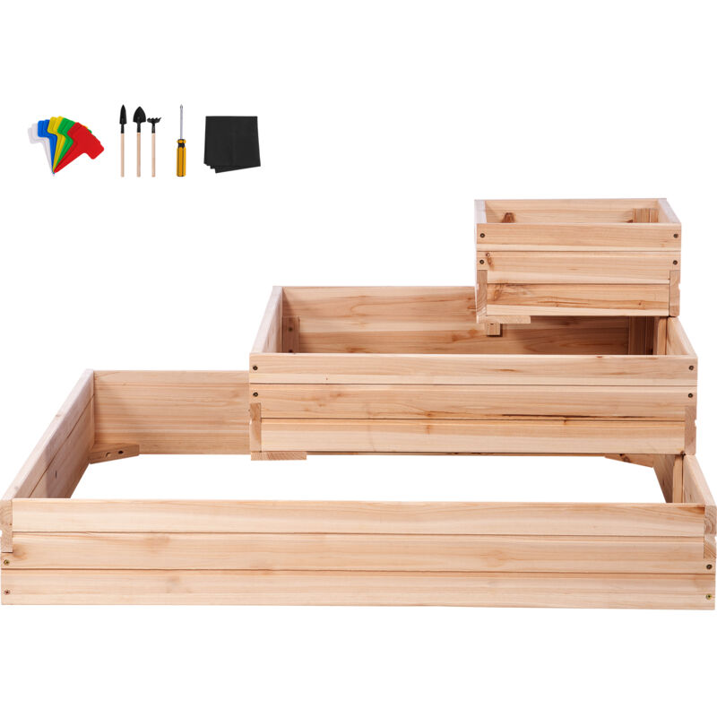 foto del prodotto mophorn 3.7x3.7x1.7 ft letto da giardino rialzato, fioriera in legno per fiori verdure erbe aromatiche, base aperta per