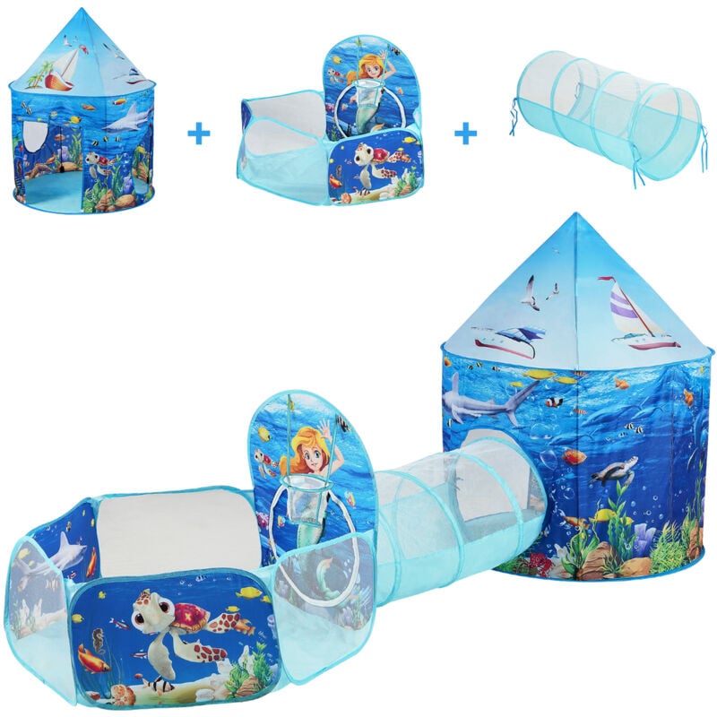 foto del prodotto mophorn 3 in 1 tenda da gioco per bambini con tunnel, canestro da basket per ragazzi, ragazze, bambini piccoli, casetta da gioco pop up per