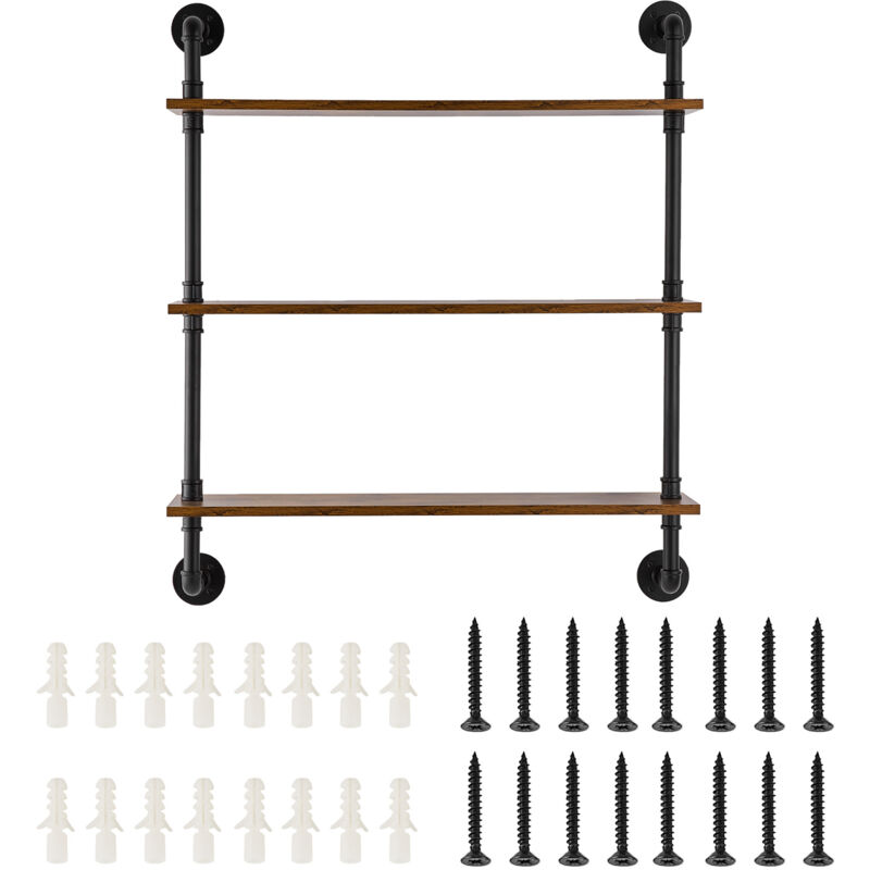 foto del prodotto mophorn 3 ripiani scaffale tubolare industriale, 32x7,87 pollici, espositore in legno rustico da parete, scaffale di stoccaggio galleggiante per
