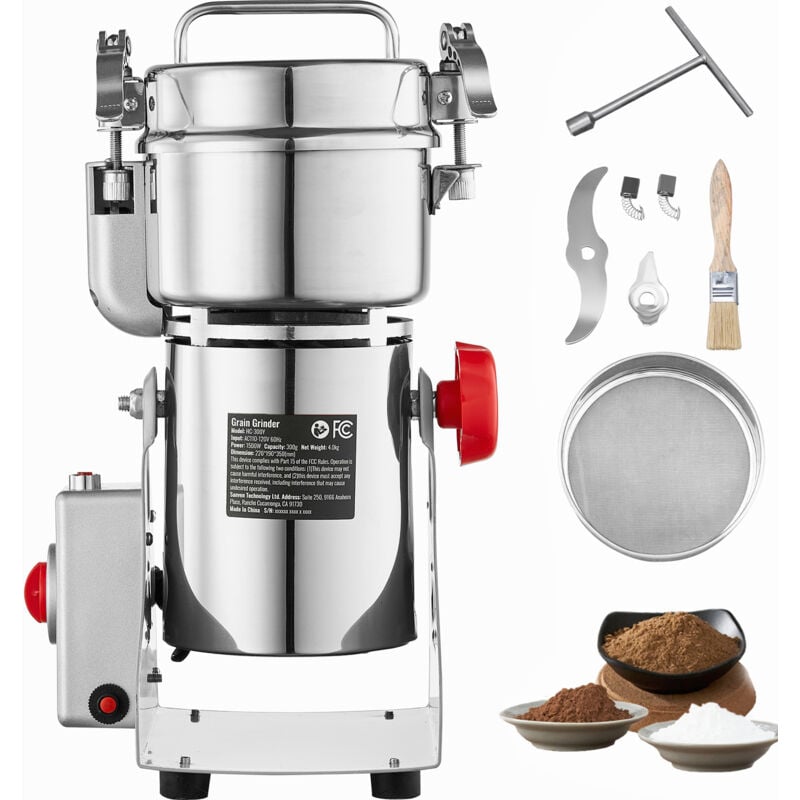 foto del prodotto mophorn 300g mulino elettrico per cereali, 1500w ad alta velocit , polverizzatore in acciaio inossidabile, per cereali secchi, spezie, cereali,