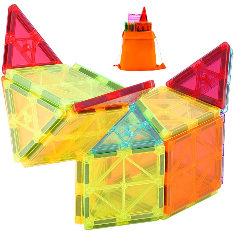 foto del prodotto mophorn 32 pezzi di blocchi magnetici da costruzione, set di costruzioni stem per bambini, tessere magnetiche con borsa portaoggetti, giocattoli