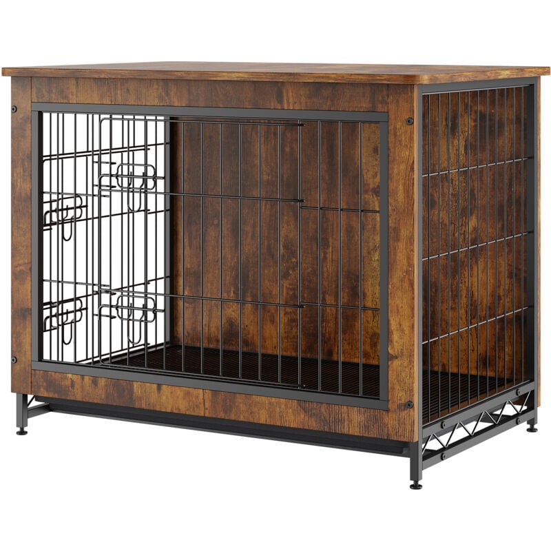 foto del prodotto mophorn 32 trasportino per cani in legno con doppie porte, tavolino resistente con vassoio rimovibile, cuccia moderna per interni per cani fino a 45