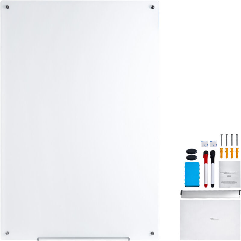 foto del prodotto mophorn 36 x24 lavagna magnetica in vetro, lavagna cancellabile a secco senza cornice, montaggio a parete, con vassoio per pennarelli, cancellino
