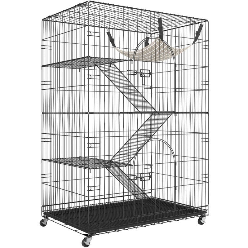 foto del prodotto mophorn 4 tier large cat cages, 35,4x23,6x51 pollici recinto in metallo per interni con ruote girevoli a 360 , 3 scale, amaca per 1 3 gatti