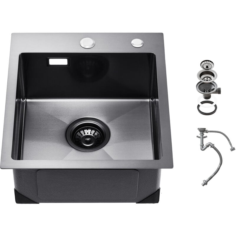foto del prodotto mophorn 40cm lavello da cucina postazione di lavoro, lavello da incasso in acciaio inox 304, lavello da fattoria a una vasca con accessori, nero per