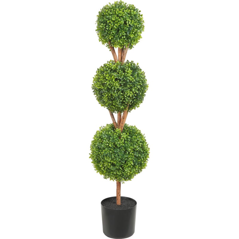 foto del prodotto mophorn 48 artificiale bosso topiario, 2 pezzi, 3 piante finte a forma di palla con fioriere, verde, decorazione da giardino per interni esterni