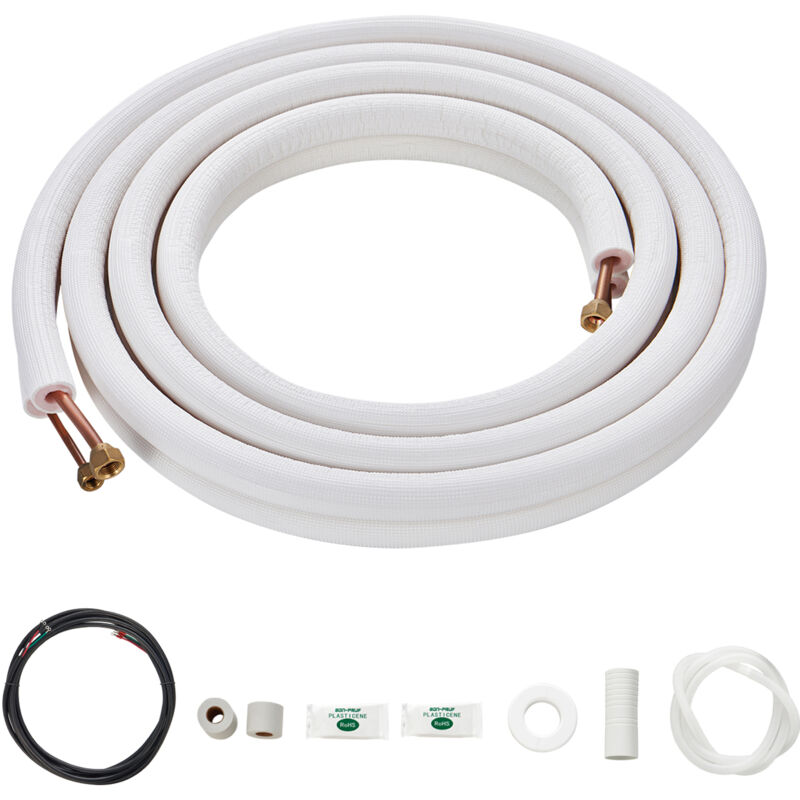 foto del prodotto mophorn 4876,8mm mini split line set, tubo in rame da 6,4 e 9,5 mm con isolamento a triplo strato, per a c e pompe di calore, include cavo di