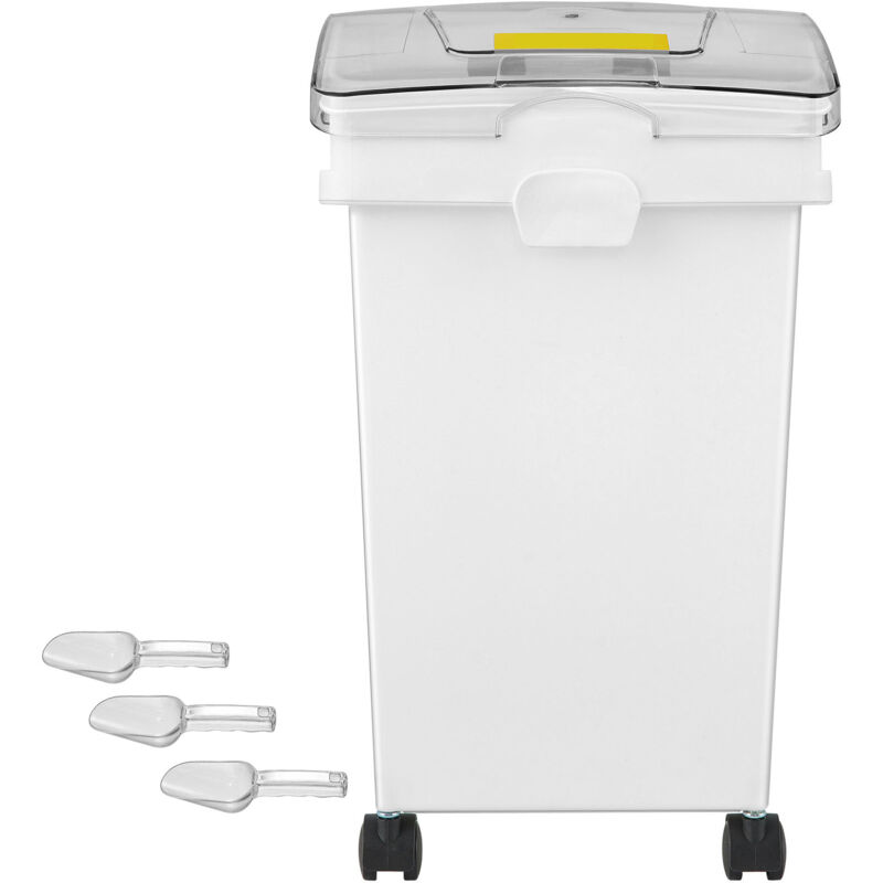 foto del prodotto mophorn 5,5 galloni capacit contenitore per ingredienti set, 3 pezzi, contenitori per farina in materiale pp con ruote, ripiano bianco, uso