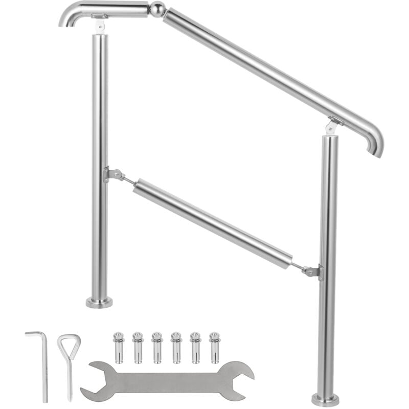 foto del prodotto mophorn 5 step railing corrimano in acciaio inossidabile regolabile per 1 5 gradini superficie piana ringhiere per scale interne esterne capacita