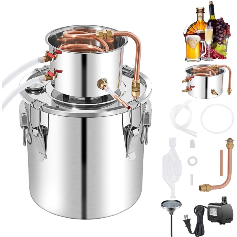 foto del prodotto mophorn 50l alambicco per alcool, distillatore d acqua in acciaio inox da 13,2 gal con condensatore e tubo in rame, caldaia per la produzione del