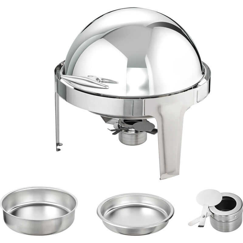 foto del prodotto mophorn 6 qt roll top chafing dish buffet set, 2 pezzi, acciaio inossidabile chafer rotondo con padelle di dimensioni standard, server di
