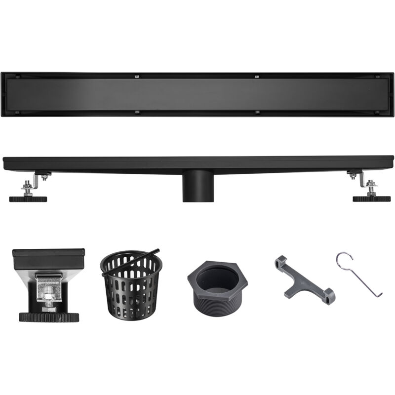 foto del prodotto mophorn 610mm scarico doccia lineare offset con inserto in piastrelle, scarico pavimento doccia rettangolare in acciaio inox 304 spazzolato,