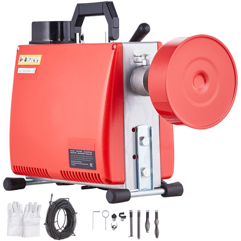 foto del prodotto mophorn 66ft x 5 8 pollici macchina per la pulizia degli scarichi sezionale, coclea a serpente elettrica per fognature a potenza manuale da 250 w