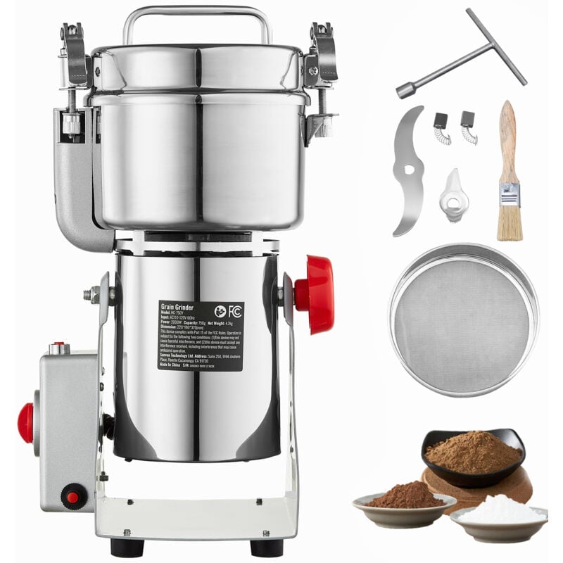 foto del prodotto mophorn 750g mulino elettrico per cereali, 2000w ad alta velocit , polverizzatore in acciaio inossidabile, per cereali secchi, spezie, cereali,