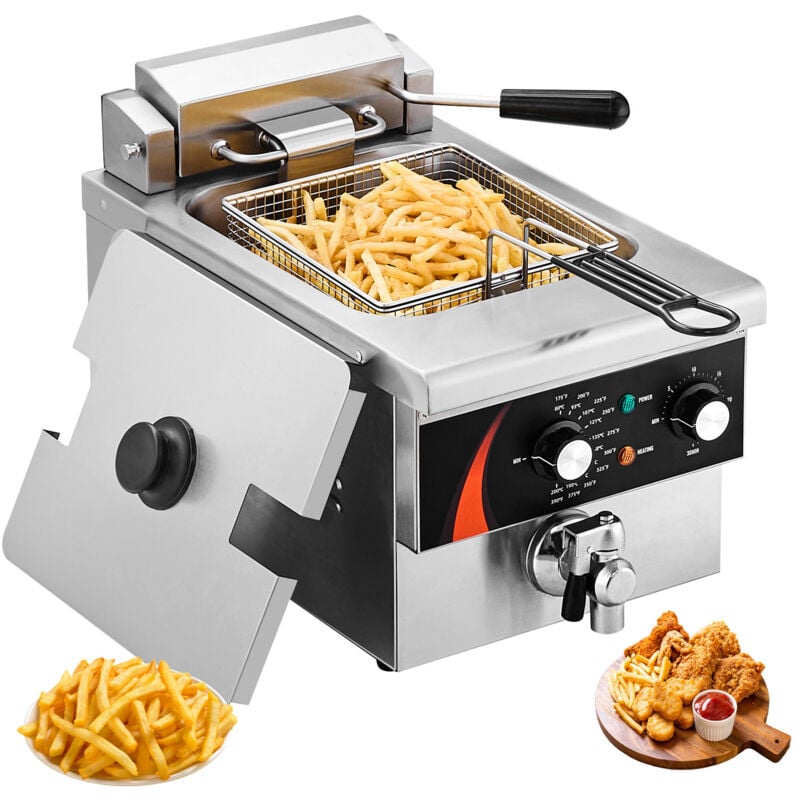foto del prodotto mophorn 8,5l 9qt friggitrice elettrica commerciale, friggitrice da banco 1750w in acciaio inossidabile di alta qualit 