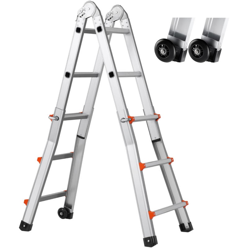 foto del prodotto mophorn 9.5 ft scala telescopica a frame, scala estensione compatta in alluminio, scala multifunzione pieghevole per camper per casa, scale,