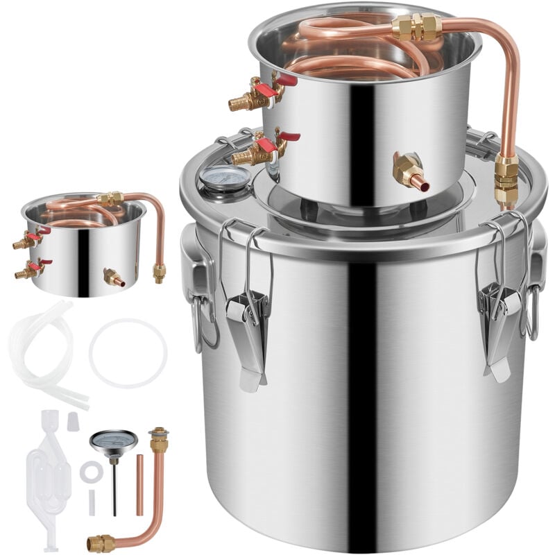 foto del prodotto mophorn alambicco distillatore 3gal 11,4l distillatore per grappa in acciaio inox e rame rosso distillatore acqua con un fusto distillatore oli