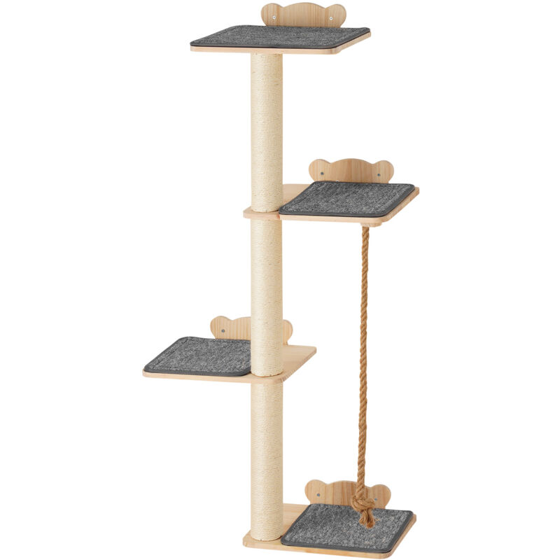 foto del prodotto mophorn albero per gatti alto a 4 livelli, set di mobili da parete per gatti 35 x 27 cm 4 assi per saltare, trespolo per gatti in legno di pino 12