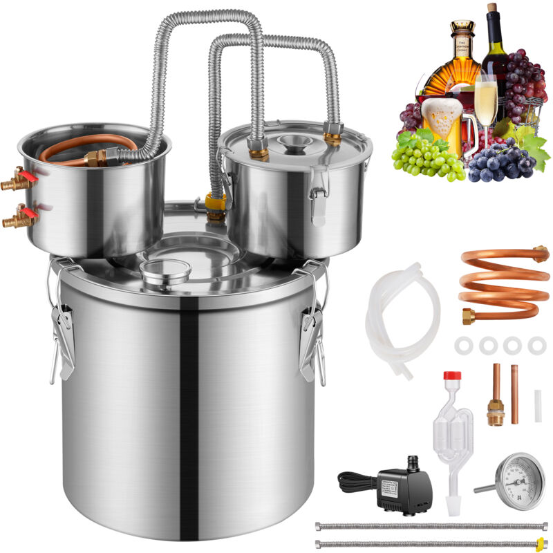 foto del prodotto mophorn alcohol still, distillatore di alcol in acciaio inossidabile da 5 galloni 19 litri con serpentina in rame per un rapido raffreddamento. kit