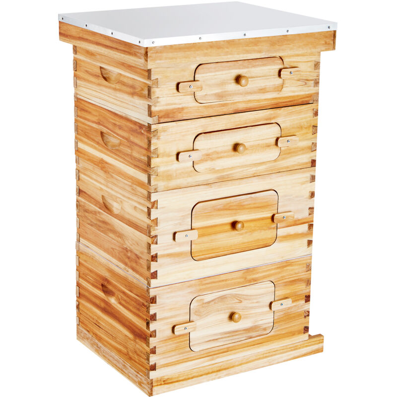 foto del prodotto mophorn alveare per apicoltura, 40 telaini, legno di cedro rivestito con cera deapi, 2 scatole profonde 2 medie, kit arnia langstroth, finestre in
