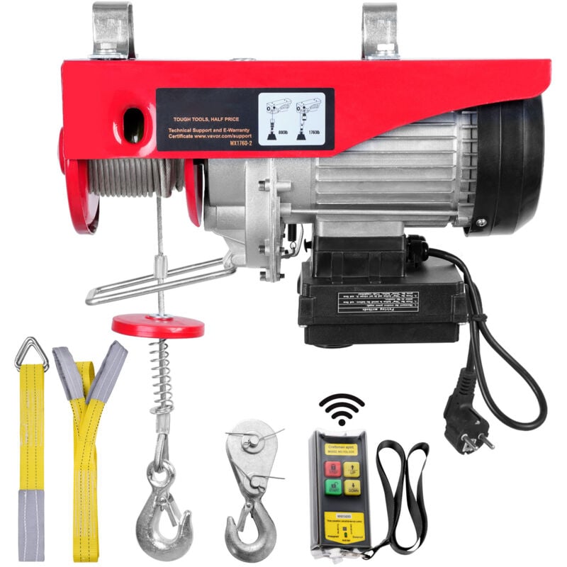 foto del prodotto mophorn argano elettrico 1760 libbre capacita di sollevamento 1450w 220v argano in filo d acciaio con telecomando senza fili 40ft altezza di