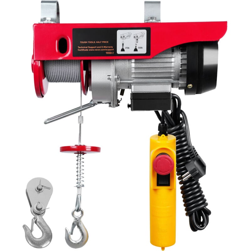 foto del prodotto mophorn argano elettrico 550 libbre capacita 510w 220v filo deacciaio argano 14ft telecomando 40ft altezza di sollevamento motore di rame per garage